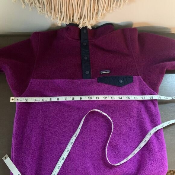 PATAGONIA Snap-T Synchilla Fleece Pullover Purple Girl’s Size XL 14 - Picture 13 of 14
